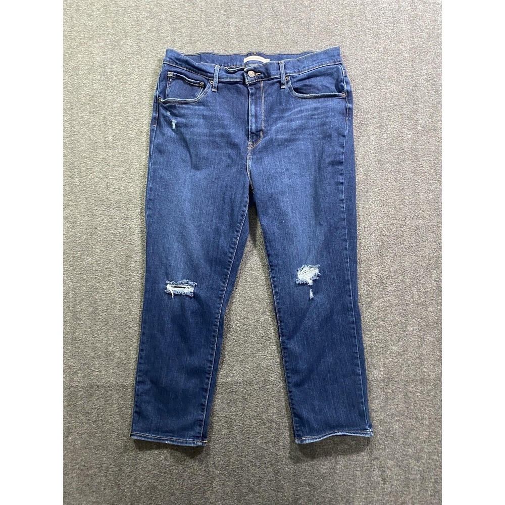 Levis 724 Jeans Womens High Rise Straight Crop Dark Wash Denim Size 33